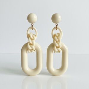 Anthropologie Statement Cream Colored Earrings EUC